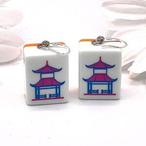 Mahjong Tile Earrings-Mahjong Earrings-Sterling Silver-New